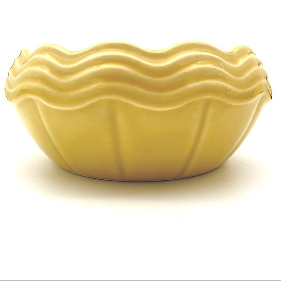 Vintage Yellow Ribbed McCoy Art Pottery Planter